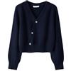 Dninmim Cardigan da donna con bottoni obliqui con scollo a V maglione a maniche lunghe maglione sciolto in cashmere solido lavorato a maglia, blu navy, Taglia unica