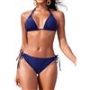 Svanco Costume Donna Due Pezzi Bikini Triangolo - Legame al Collo, Braghe Regolabili, Schiena Nuda e Imbottito, Perfetto per Mare