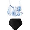 FILOWA Bikini Set per Bambine 2 Pezzi Costume da Bagno Volant Top e Slip da Bagno Tankini con Spalline Regolabili Hawaiano Stampa Costumi da Bagno Estate Piscina Spiaggia Mare per ADO 13-14 Anni, Blu