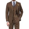 Pyiuhs Completo retrò da uomo in 3 pezzi, in tweed a spina di pesce, slim fit, per testimone dello sposo, set smoking marrone da ballo con blazer, gilet e pantaloni, Marrone, L
