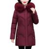 ORANDESIGNE Cappotto Invernale Donna Piumino Giacca Lungo Giubbino con Pelliccia Cappuccio Piumino Cappotti Eleganti Caldo Parka Outwear Trench Giubbotto con Zip e Tasche G Rosso Vino XL