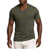 Leif Nelson Maglietta da uomo con scollo a V, slim fit, basic in cotone, a maniche corte, da uomo, per tutti i giorni e il tempo libero, cachi, XXL