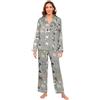 HMZXZ Pigiama da donna con cavallo mucca pecora capra pigiama in raso a maniche lunghe classico 2 pezzi grigio animale pigiama set per le donne S-XXL, Multi, M