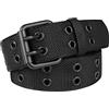 Drizzte Cintura Uomo 100-170cm Taglia Grande Borchiata Doppio Occhiello Cintura Tela Unisex Nera, Nero , 110cm pour taille de 31-35''