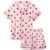 Cheerful Mario Satino Pigiami Due Pezzi per Bambina Maniche Lunghe Pyjamas Ragazza Sottile e Liscia Come la Seta Rosa-C 8-9 Anni