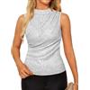 GRACE KARIN Top con paillettes da donna, eleganti top a incrocio sul collo, scintillanti, luccicanti, per la festa, il club, il cocktail, vestibilità aderente, top arricciati, Rosa, argento, XXL