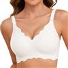 TOMEEK Reggiseno Senza Ferretto Donna Reggiseni Senza Cuciture Comodo Reggiseno Push Up Imbottito Bralette Cinghie Regolabili Comfort Spalline Removibili(Bianco,L)