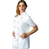 tessile astorino Ricamo 0 - Giacca Cuoco da Cucina - Casacca Chef Donna Manica Corta - Bianca e Rossa - Made in Italy (XS)