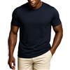Leif Nelson LN920 - Maglietta estiva da uomo, scollo a girocollo, Slim Fit, in cotone, a maniche corte, Blu scuro, S