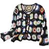 LIUYUYOUGO Cardigan Donna Cardigan Vintage all'Uncinetto da Donna Lavorato A Mano con Motivo Granny Square Bolero Traforato Annodato Davanti Top Corto Boho Giacca Estiva Leggera Maglia
