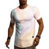 Leif Nelson LN8322 - Maglietta estiva a maniche corte da uomo, a righe, girocollo, Slim Fit, in cotone, colore bianco e nero, rosa salmone, S