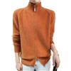 OWEIEYEU Cardigan da donna in lana merino, con colletto alla coreana, doppia cerniera, maglia a tinta unita