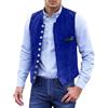 Foweknow Gilet per costume tradizionale bavarese, da uomo, senza maniche, con colletto alto, elegante, vintage, slim fit, costume tradizionale bavarese, Oktoberfest, Blu, L