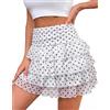 Adigaber Donna Mini Gonna Volants Tinta Unita con Pantaloncini