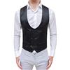 Evoga Gilet panciotto Uomo Sartoriale nero Doppiopetto elegante in Raso (M, Nero)