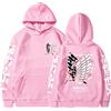 zhedu Anime AOT Felpe con Cappuccio Pullover Casual Allentato Top Uomo Donna Felpe A Maniche Lunghe AOT Y2K Streetwear