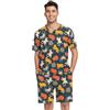 GAIREG Pigiama estivo da uomo a maniche corte, con scollo a V, con tasche, taglie S-XXL, Pose divertenti di gatti colorati, XXL