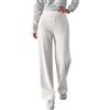 Generic Pantaloni da donna elasticizzati 54 da donna, a costine elastiche, a vita alta, larga, termici, con fori, colore nero, bianco, XL