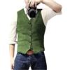 Kiioouu Gilet da uomo classico casual, slim fit, con scollo a V, a spina di pesce, elegante, per affari, gilet da cerimonia nuziale, Come mostrato, L