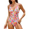 CUPSHE, Costume da bagno intero da donna, con scollo a V, controllo della pancia, doppie cinghie regolabili, con cout-out sul retro e anello O-ring, S