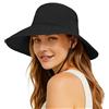 lifwimner Cappello da Sole da Donna a Tesa Larga, Cappelli da Sole Pieghevoli con Coda di Cavallo Cappello Estivo Impermeabile per Spiaggia Campeggio Safari Giardino Pesca (IT, Testo, M, Nero)