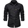 Morbuy Camicia Jeans Uomo, Camicia Nera Uomo Cotone Manica Lunga vestibilità Regolare Camicie Uomo con Tasca Ideale per Casual e da Lavoro