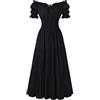 SCARLET DARKNESS Maxi abito rinascimentale da donna con spalle scoperte | Costume medievale, maniche a sbuffo, scollo con lacci, vita a nido d'ape, abito lungo da contadina da donna, con tasche