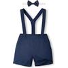 Volunboy Bambino Pantaloncini con Bretelle, Ragazzo Estivi Casual Lino Shorts con Papillon 3 Pezzi