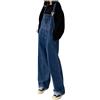 Generisch DWOFUGEN Salopette Donna Jeans Anni '90 Baggy Senza Maniche Taglio Largo Casual Lunghe Overalls Teenager Ragazze Streetwear Pantaloni con Pettorina Spalline