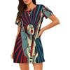 ELSMZXZD Rock and Roll Abito da notte per le donne Girocollo Morbido Donna Manica Corta Camicia da notte Estate Casual Comodo Nighties Sleepwear T-Shirt Abito da notte Abiti da casa per le donne, 3D