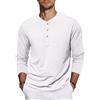 TARAINYA TARAIYAYA Uomo Henley T-Shirt Maniche Lunghe Cotone Bianco M | 95% Cotone, 5% Elastan, con Henley Bottoni, Colore Unico, Regular Fit, Traspirante, Capo Quotidiano Tutte le Stagioni