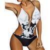 JFAN Costumi da Bagno Interi Donna Trikini Costume da Mare Spiaggia Piscina Sexy Costume da Bagno Intero Donna con Push-up Imbottitura