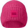 UGG Chunky Rib Beanie with Logo Berretto, Rosa Chroma, Taglia Unica Donna