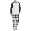 Cexiakong Pigiama lungo da uomo, in cotone, invernale, in due pezzi, con maniche lunghe e pantaloni pigiama a quadretti, per uomo e inverno, XXL