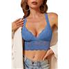 SHEKINI Reggiseni imbottiti senza ferretto per le donne con profondo scollo a V in pizzo bralette incrociato sul retro senza fili bustier plus size morbido comfort quotidiano reggiseno
