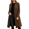 Generic Cappotto lungo da donna in finta pelle scamosciata, stile western, con revers, trench, elegante e casual.