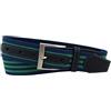TigerTie - Cintura stretch di alta qualità con fibbia in acciaio INOX e applicazioni in vera pelle, larghezza cintura 40 mm verde, blu, blu scuro. 100 cm vita = 115 cm lunghezza Totale