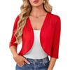 YGJIEGENG Coprispalle estivo da donna, cardigan corto a maniche corte, cardigan corto, leggero, casual, aperto sul davanti, giacca bolero trasparente per abiti, S-XXL, Rosso, XL