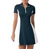 FKEEP - Vestito sportivo da donna con collo a polo, per golf, con pantaloncini - Vestito casual senza maniche a blocchi di colore, Verde e bianco., M