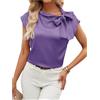 Generico Camicia Donna,Camicetta Da Donna In Seta, Elegante, A Maniche Corte, Con Fiocco Sul Collo, In Raso, Tinta Unita, Casual, Da Ufficio, Da Lavoro, Per Ufficio, Feste, Abbigliamento Quotidiano, Viola Xl
