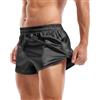Amy Coulee Boxer da uomo in raso di seta pigiama pantaloncini da notte sexy boxer slip con elastico in vita, Nero , M