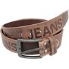 Fa.Volmer Cintura jeans, vera pelle, 100% pelle di bufalo, per uomo e donna, accorciabile, larghezza 3,8 cm, nuova, #Jeans-38mm (Marrone, GIROVITA 95cm - LUNG TOTALE 110cm)