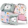 Baagl Zainetto per la scuola per ragazzi e ragazze, set da 3 pezzi, zaino per la scuola primaria con cintura sul petto, zaino ergonomico per la scuola, Coniglietto, Set per la scuola