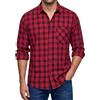 Enlision Camicia Uomo Maniche Lunghe a Quadri Rosso e Nero Camicie Casual da Uomo Elegante con Tasche Collo Botton-Down Regular Fit Taglie Forti 3XL