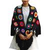 Generic Scialle fatto a mano all'uncinetto, poncho frangiato fatto a mano scialli del mantello avvolge la nonna quadrata donna cappotto maglione
