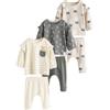 NEXT Bambina Confezione da 6 completi con top a maniche lunghe e leggings Grey/Cream Character 6 Mesi-9 Mesi