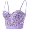 Generisch Bustier crop top da donna con paillettes, reggiseno push-up con glitter, corsetto con strass e diamanti, corsetto lingerie con perline, corsage clubwear, tank top, reggiseno corsetto