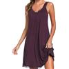Uniexcosm Camicia da Notte Donna Cotone Corta Con Girocollo Sciolto Maniche Corte Volant Lovable Sleepwear per Casa e Casuale Rosso Porpora Intenso S