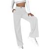 nicticsi Pantaloni Larghi di Velluto a Coste Pantaloni Casuali da Donna Vita Alta Dritti Pantaloni Casual Ragazza Moda Velluto retrò Pants A Bianco XL