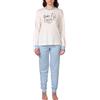 Pyrex Pigiama Donna Cotone Leggero 100% - Completo di Maglia con Bottoni e Comodo Pantalone S-XL (IT, Testo, L, Regular, Regular, Modello 3)